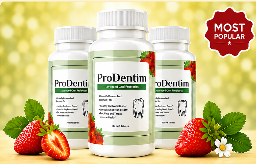 ProDentim bottles with strawberries